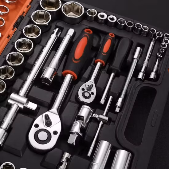 Низкий минимальный заказ, 46 шт., набор торцевых ключей 1/4 дюйма для ремонта домашнего велосипеда с пластиковым ящиком для инструментов